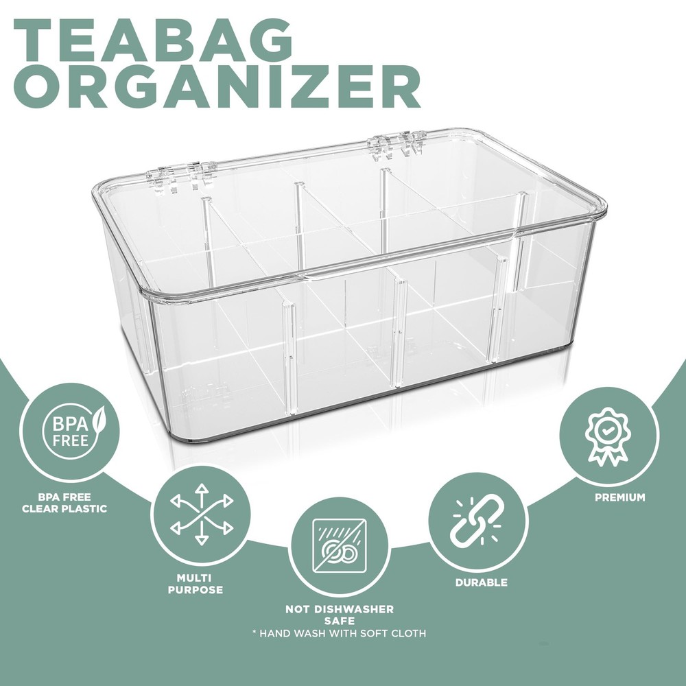 Utopia Home Tea Bag Organizer 3-Pack: Clear Stackable Storage for Pantry & More
