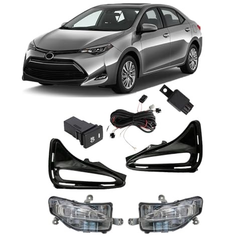 Fog Lights Assembly Replacement for Corolla L LE XLE 2017 2018 2019 Clear