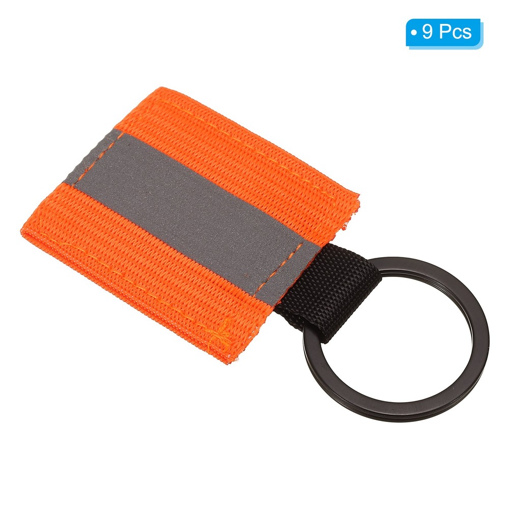9 Pcs Reflective Keychain Tags, Reflective Zipper Pulls, Orange