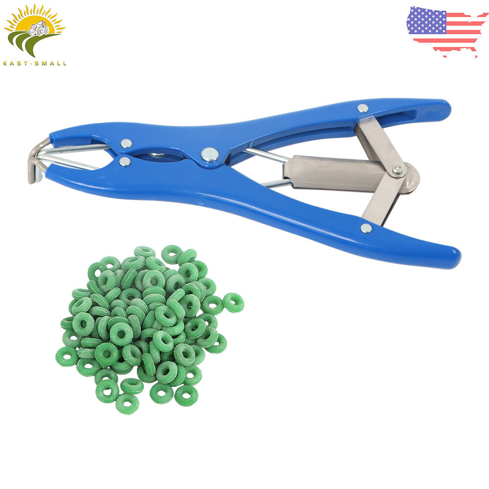 Bander Docking Elastrator Lamb Sheep Castration Applicator With 100 Rubber Ring