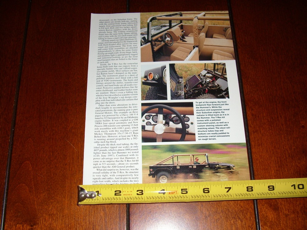 T-REX HUMMER - ORIGINAL 1999 ARTICLE