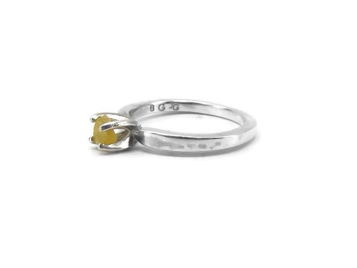 Raw Yellow Diamond Ring - Uncut Diamond Ring - Rough Diamond Solitaire - Size 8