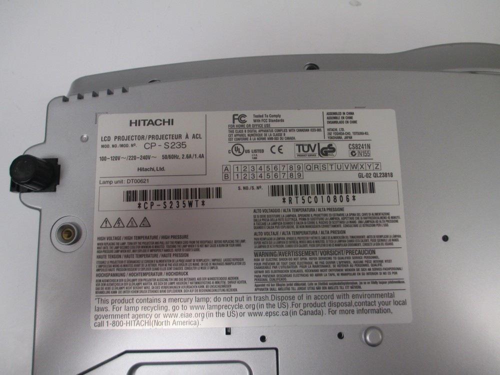 Used Hitachi Projector CP-S235 Multimedia LCD Projector 807 Lamp Hours