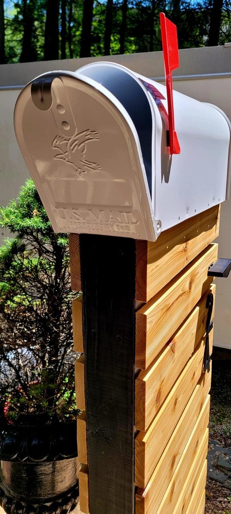 Cedar Mailbox Post, Black frame (Handmade) FREE SHIPPING!