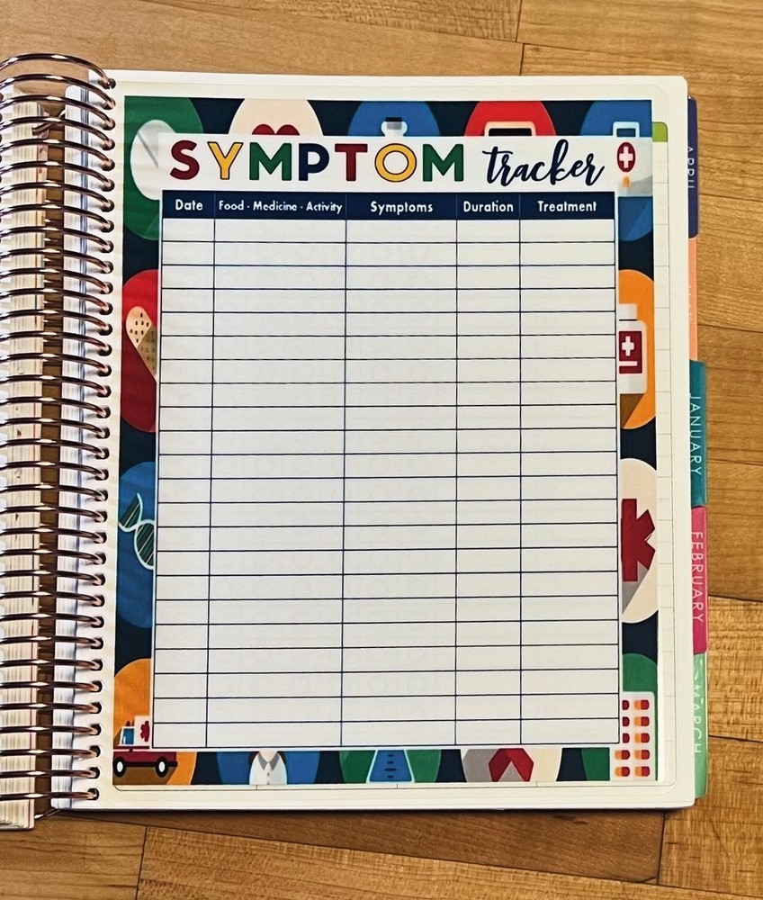 Symptom Tracker Two Sided Dashboard 4 use w Erin Condren Planner-