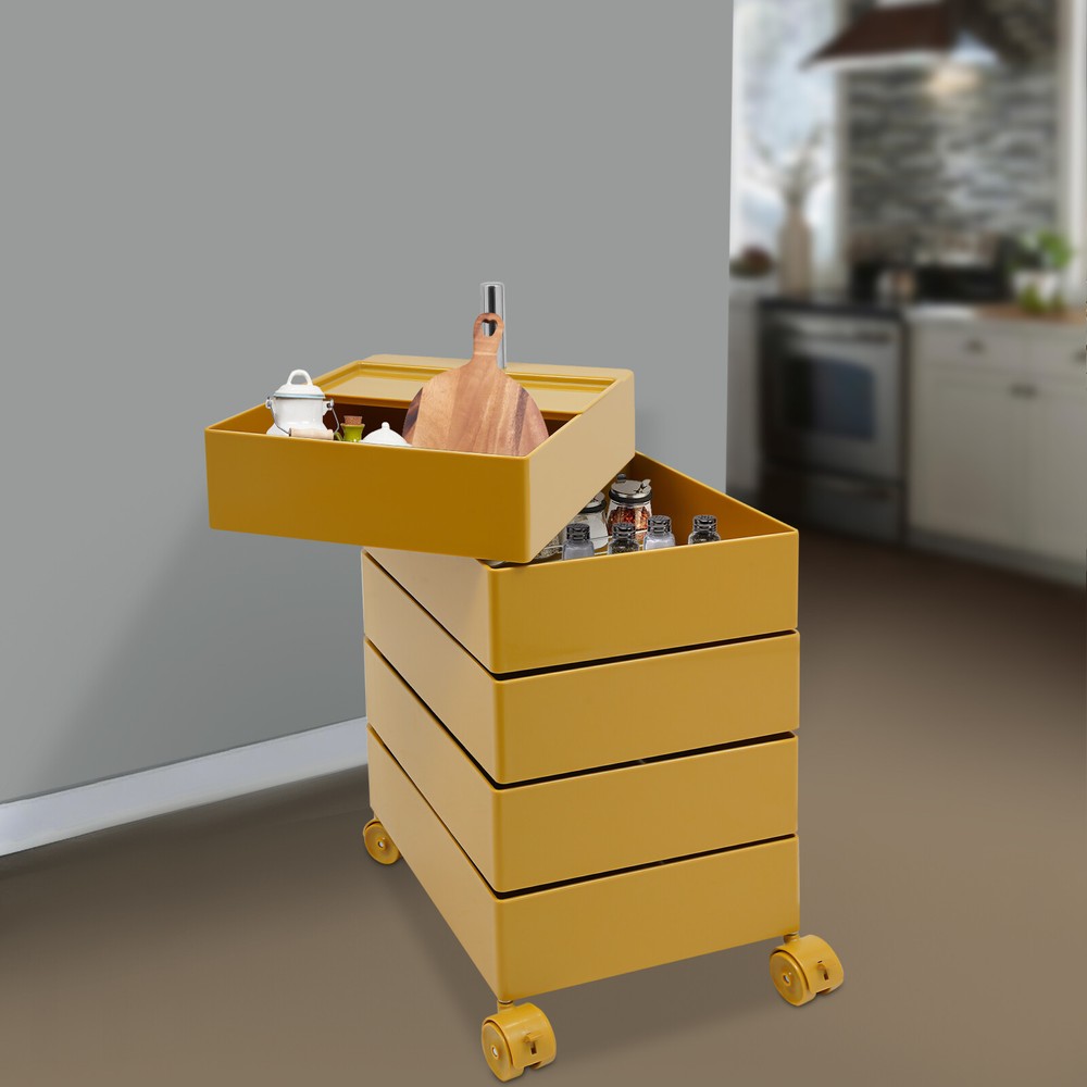 5 Drawers 360?? Movable Rotating Storage Side End Coffee Table Sofa Cabinet NEW