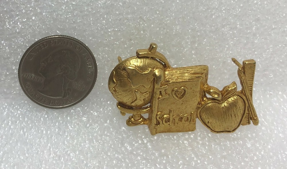 I Love School - Globe - Apple - Ruler Pin