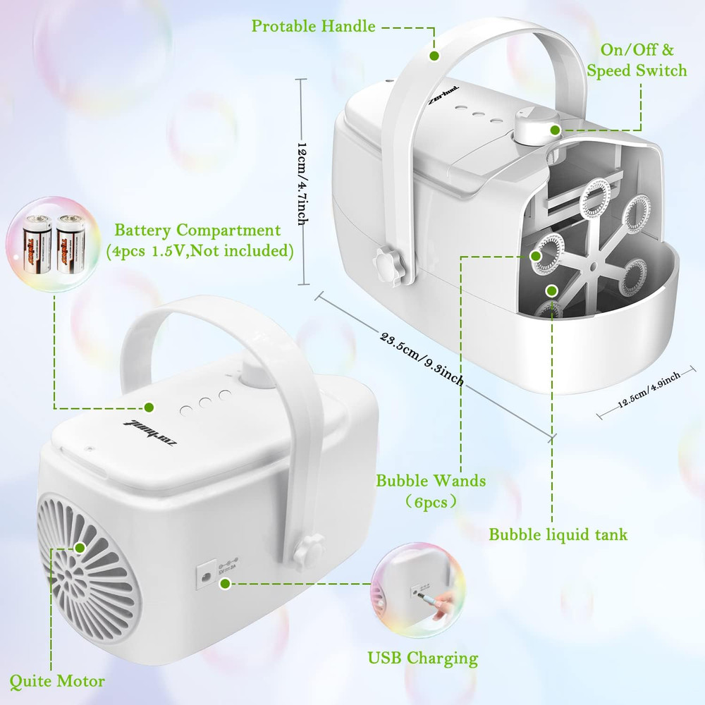Bubble Machine Durable Automatic Bubble Blower, 18000+ Big Bubbles per Minute Bu