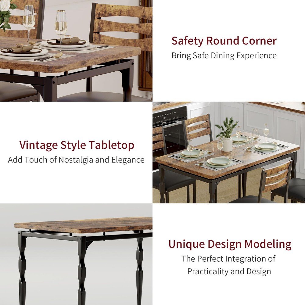 5 Piece Dining Table Set for 4 Home Dinette Table Kitchen Table and 4 Chairs