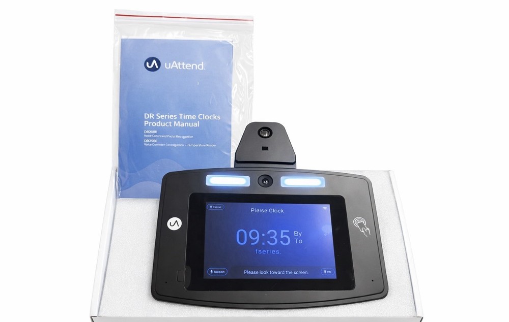 uAttend DR2500 Biometric Time Clock Facial Recognition RFID Temp Reader Cloud