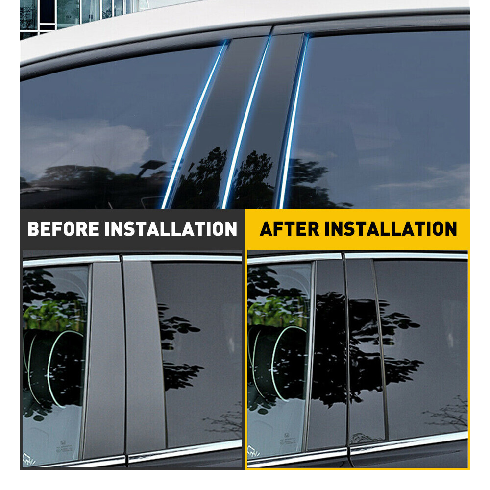 6PC Door Window B Pillar Post Panel Trim Cover Black For 2011-2019 Ford Explorer