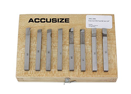 1/4'' 8 Pc H.S.S. Tool Bit Set, Pre-Ground for Turning and Facing Work, 2662-...