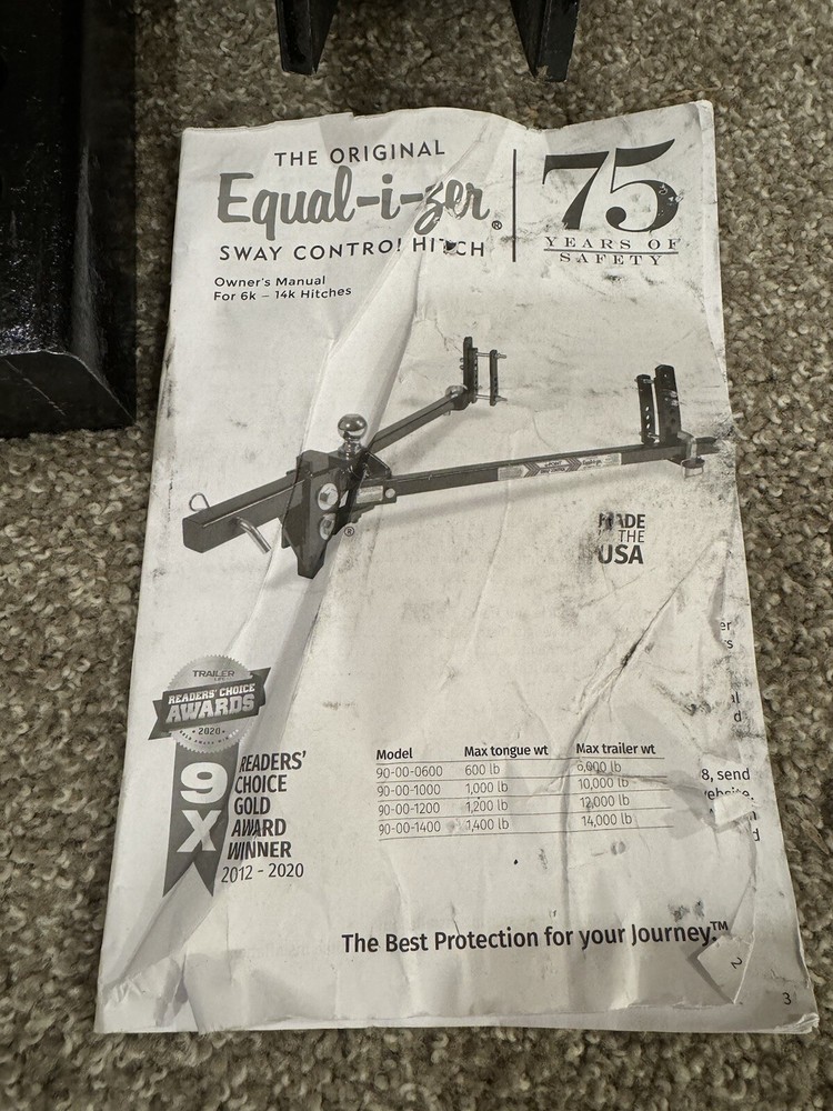 90 00 1069 10K Equal I Zer Hitch - Missing Spring Arms