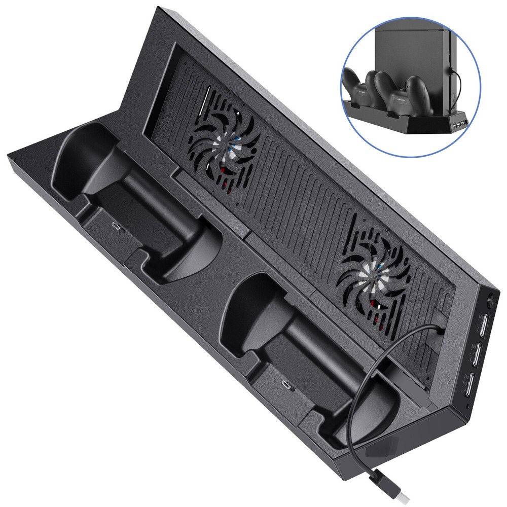 Vertical Stand Cooling Fan for Sony PS4 PlayStation 4 + Controller Charging Dock