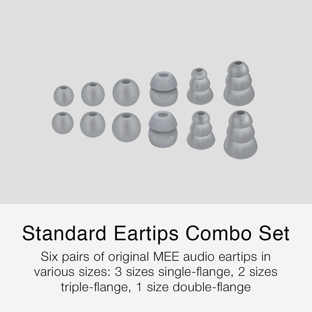MEE audio Standard Eartips Ear Tip Combo Set (6 Small, medium, Large, Black