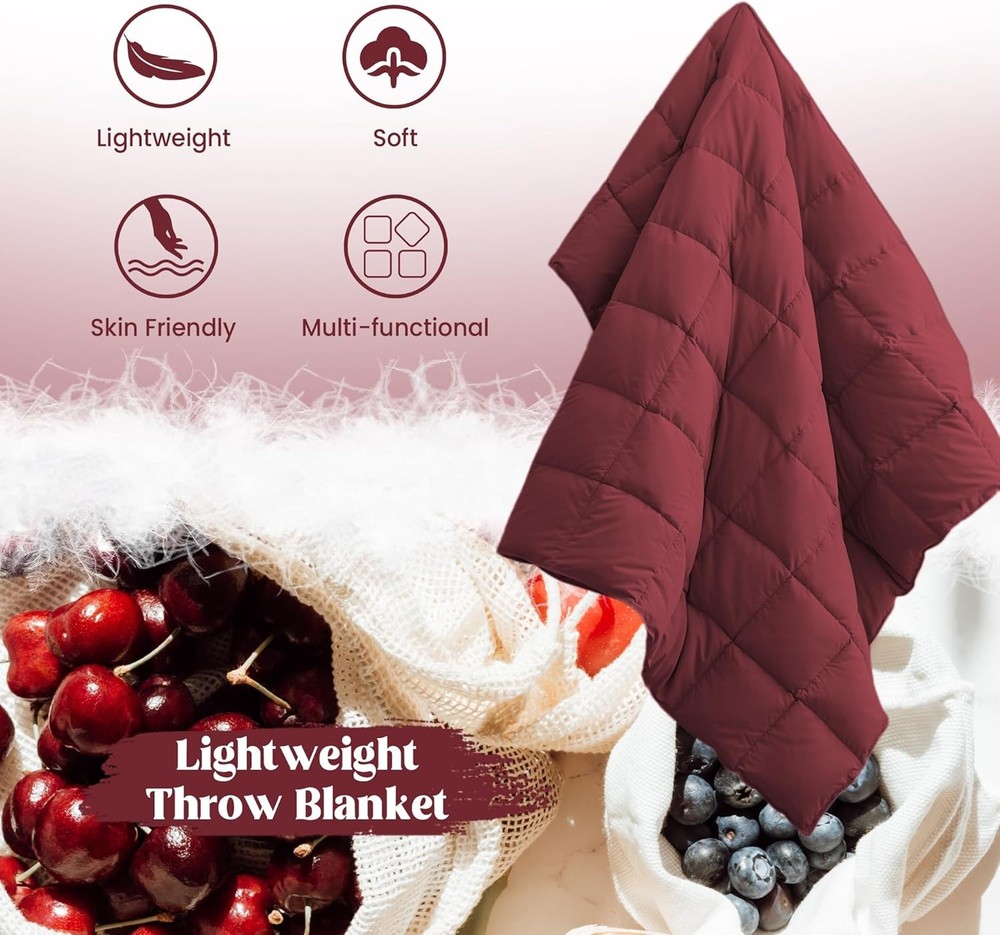 Soft Down Throw Blanket Lightweight Packable Couch Throw for Indoor