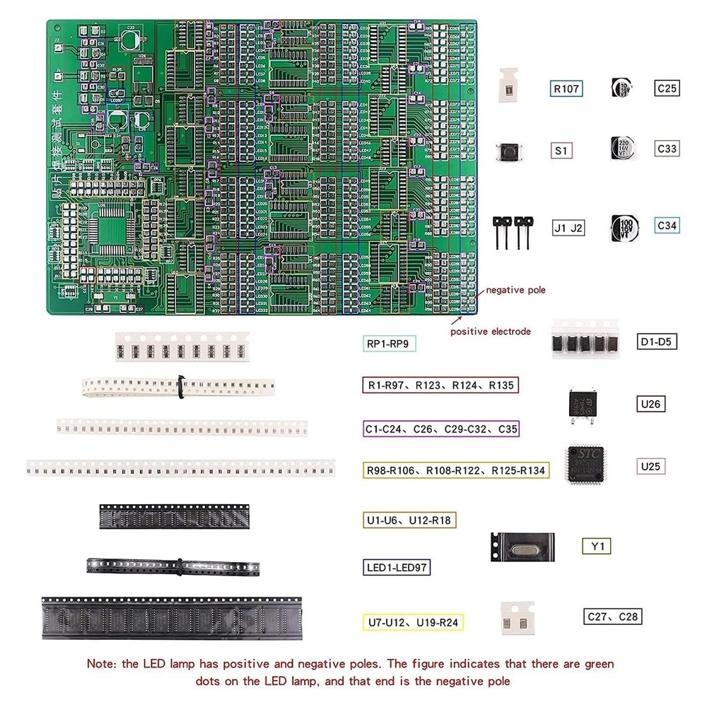Advanced SMD/SMT Soldering Practice Kit, DIY Electronics Training Board with ...