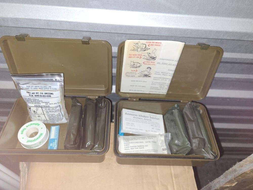 (2) Army General Purpose First Aid Cases with a Few Items Inside