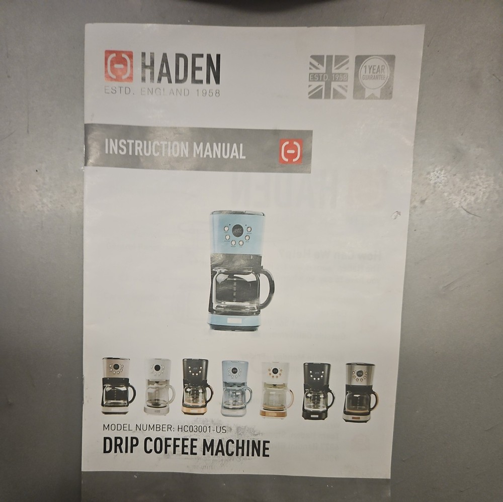 Haden Coffee Machine 12 Cup Programmable Drip CoffeeMaker Putty/Chrome(Open Box)