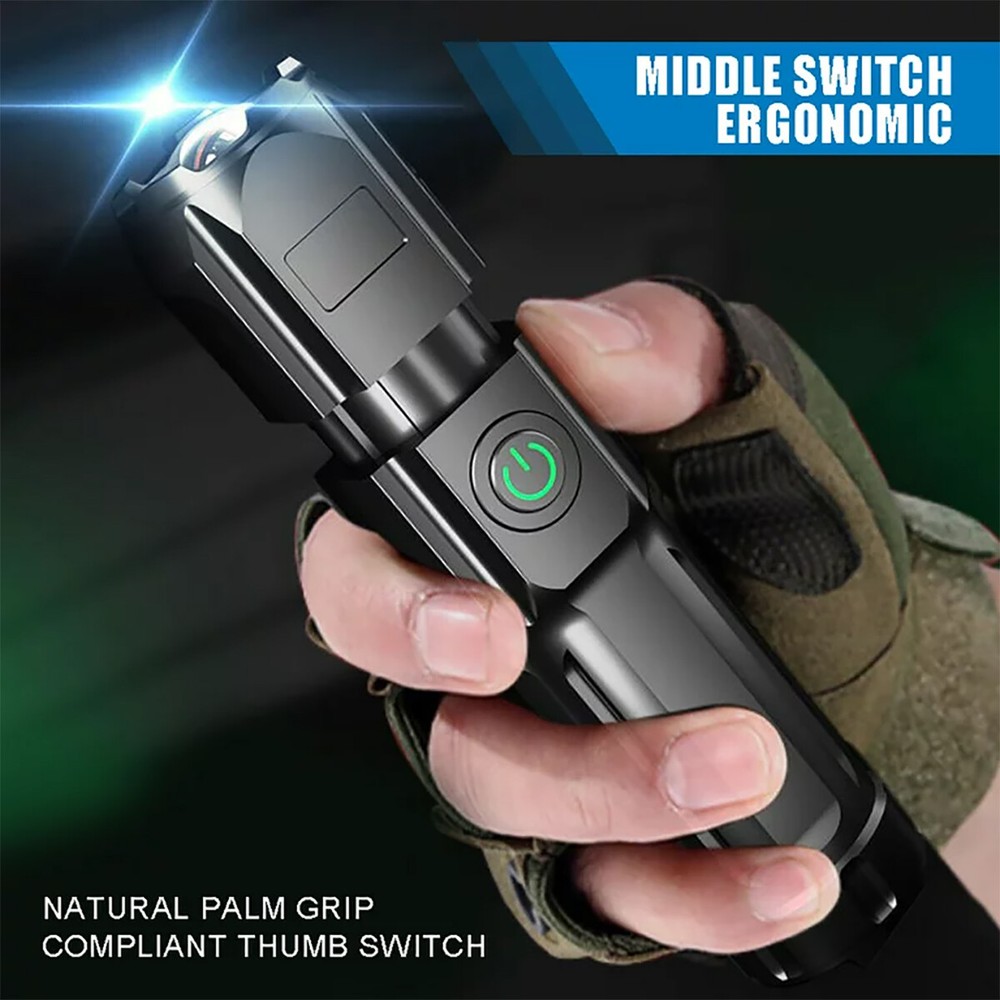 2 Pack Super-Bright LED Tactical Flashlight Torch Rechargeable