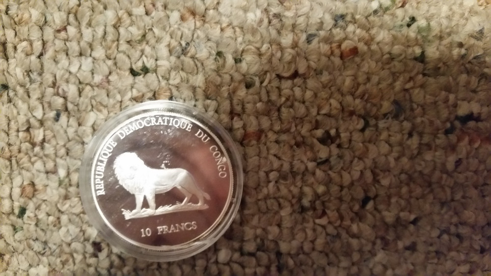 2000 CONGO, Nectarina Superba, 10 Francs, silver .925