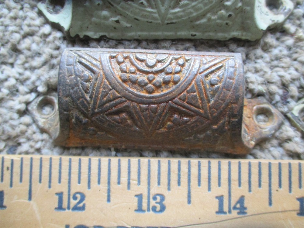 6 Ornate Victorian cast iron Window pulls cabinet cupboard drawer 1800's