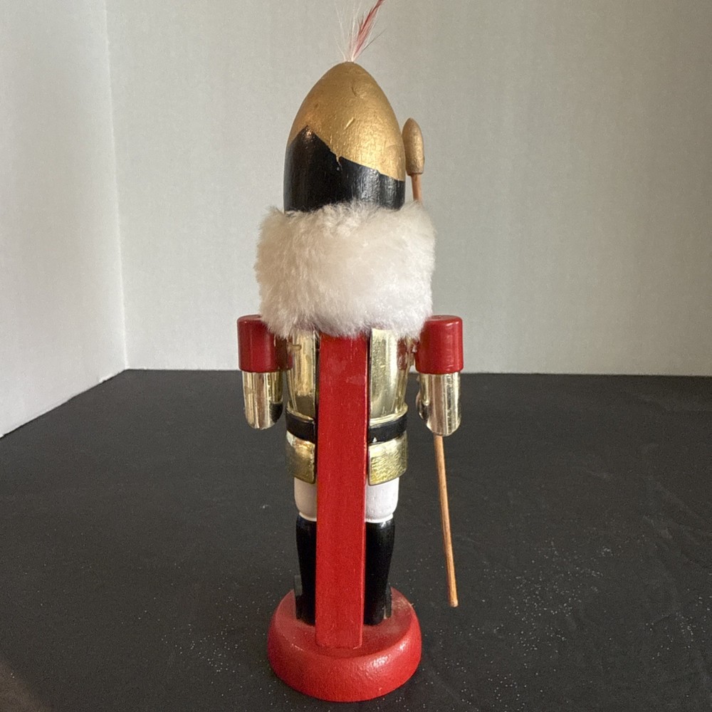 Vtg German Soldier Guard Nutcracker 8” Feather In Hat Sword