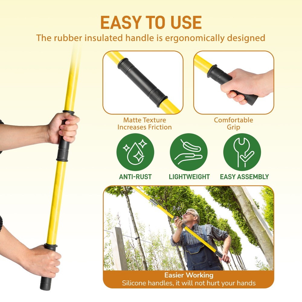 30FT Manual Pole Saw Tree Trimmers Long Handle Pruner with bag