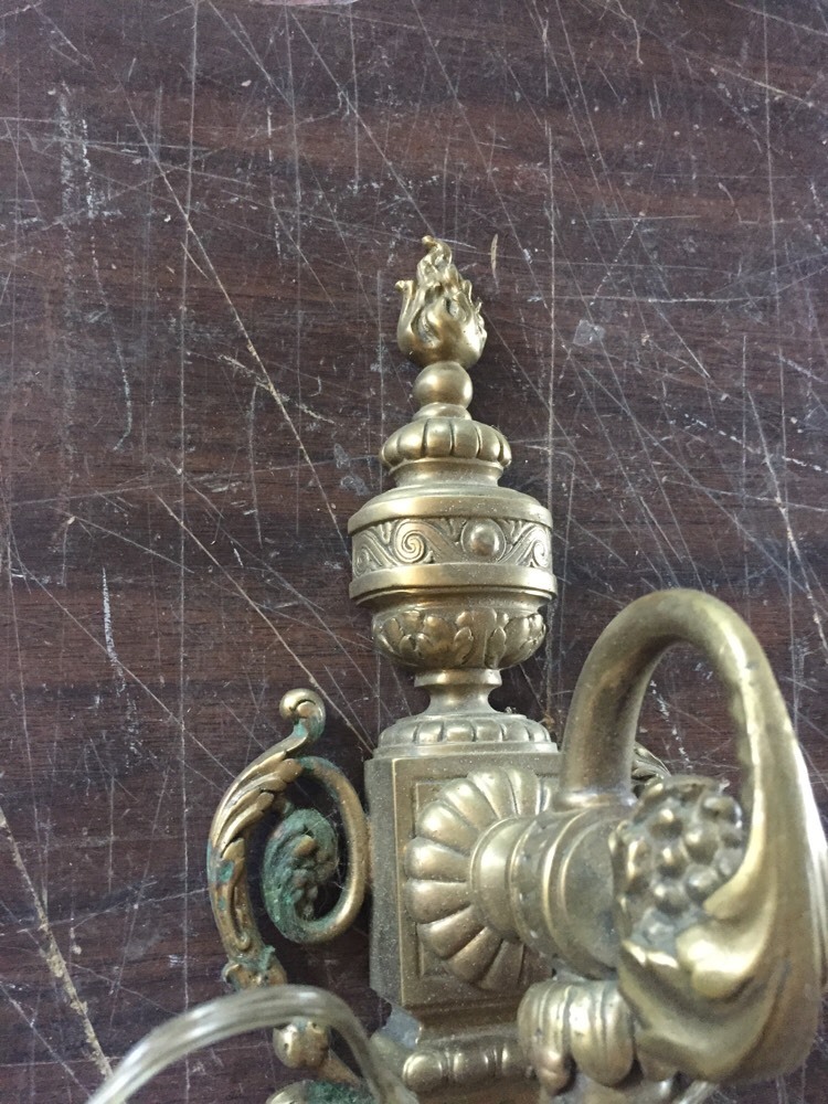 Lc 9 1Pair Antique Heavy Brass Three Arm Wall Sconce