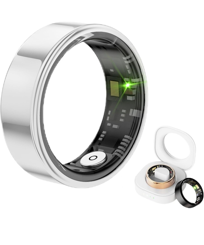 Smart Ring Activity Tracker (Silver, 11# (64.6mm) cirumference) Size 11 in men