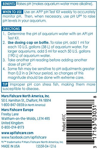 API pH UP Freshwater Aquarium Water Raising Solution for 4 oz, Brown