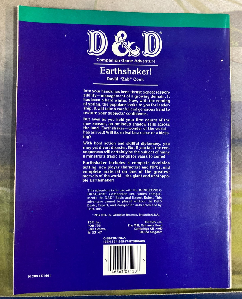 Earthshaker! Adventure Module - Dungeons and Dragons CM4