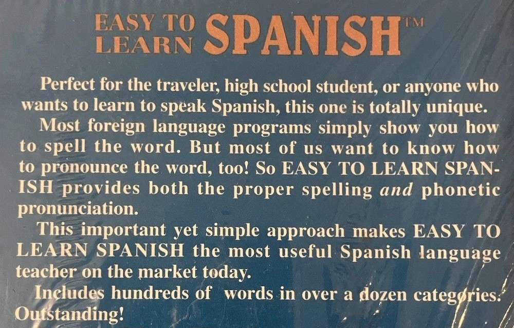 EASY TO LEARN SPANISH (1994) PC 3.5” Floppy Disk DOS SEALED Language Tutor