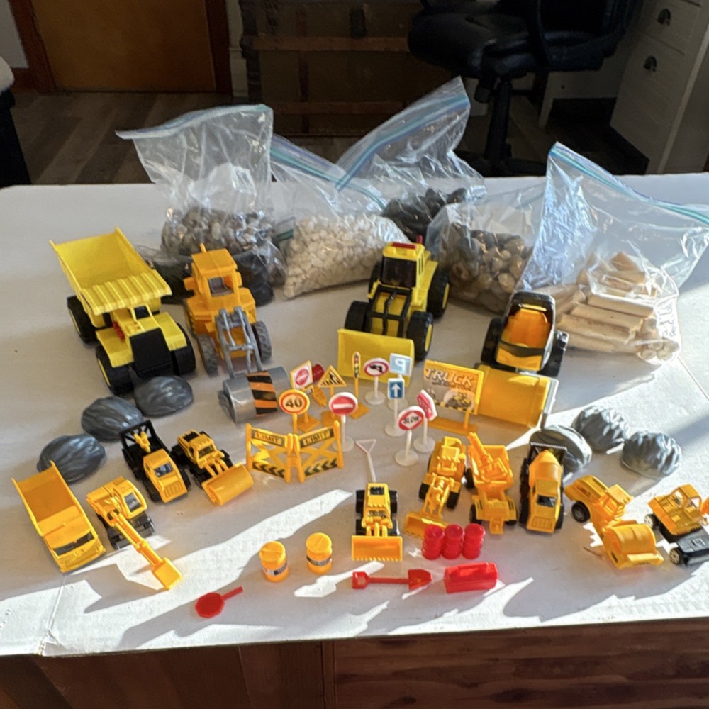 Construction Vehicle Toy Set with Signs & Accessories