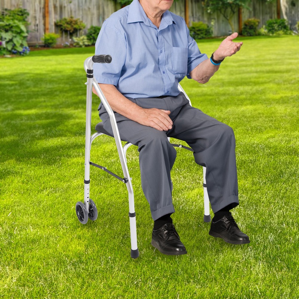 Adjustable Height Walker Folding Walker Floorstanding Foldable Chair 48-58cm