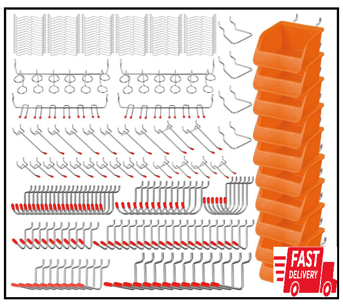 238-Piece Pegboard Hooks Assortment, Pegboard Accessories with Pegboard Bins