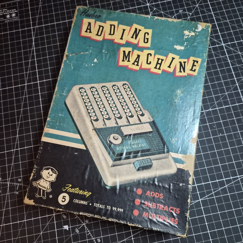 Vintage 1960 Hasbro Adding Machine - Original Box & Directions WORKS