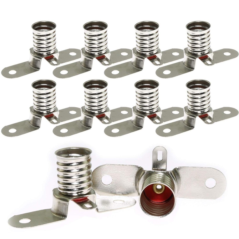 MEETOOT 10PCS E10 Mini LED Bulb Socket Student Physics Experiment Silver