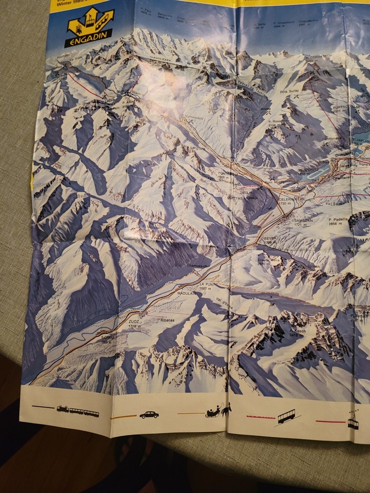 Engadin Ski Map Winter 1985/86 Used, Good.