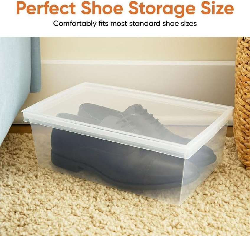 Shoe Box Modern Storage Container 3 Pack - 6.5 Quart/6 Liter, Stackable Plastic