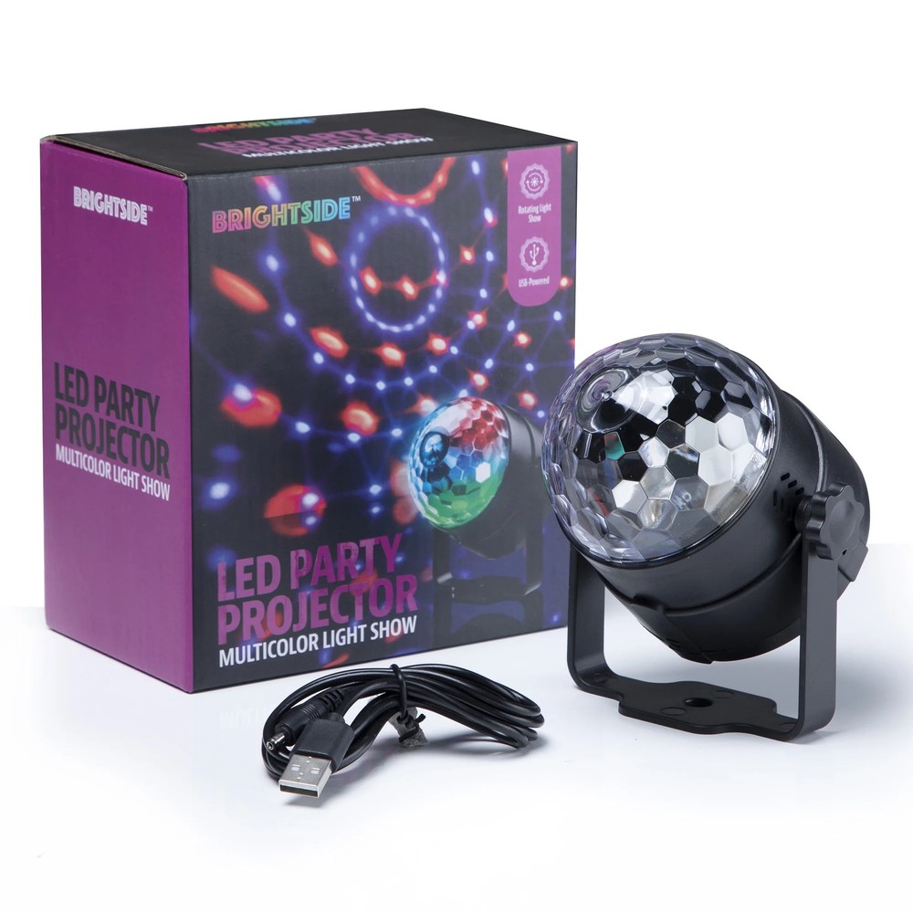 BrightSide Multicolor LED Disco Party Projector, Rotating Light Show,USB-Powered