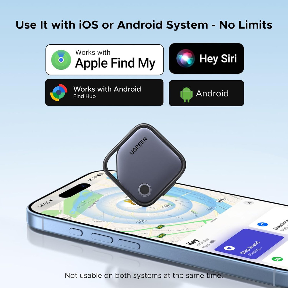 Finder Duo (Ios and Android) Air Tracker Tags 4 Pack, Rechargeable Bluetooth Tra