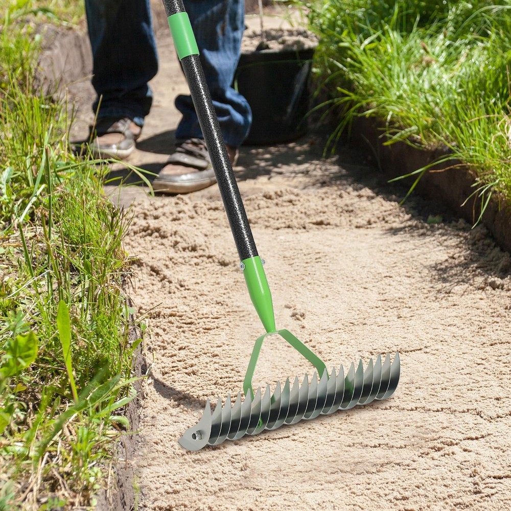 Thatch Rake ColdPressed Steel Dethatcher 56 Inch Adjustable Handle Yard Tool