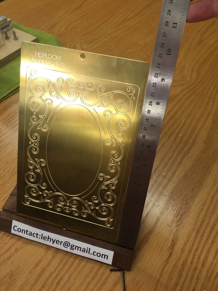 MASTER HEIRLOOM SCROLL WORK SOLID BRASS ENGRAVING PLATE FOR NEW HERMES FONT TRAY