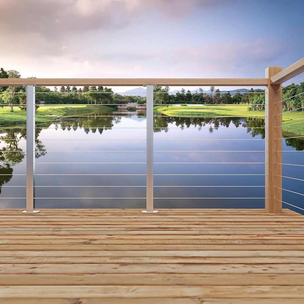 36” Stainless Steel Cable Railing Intermediate Posts - 2 Pack for Decks