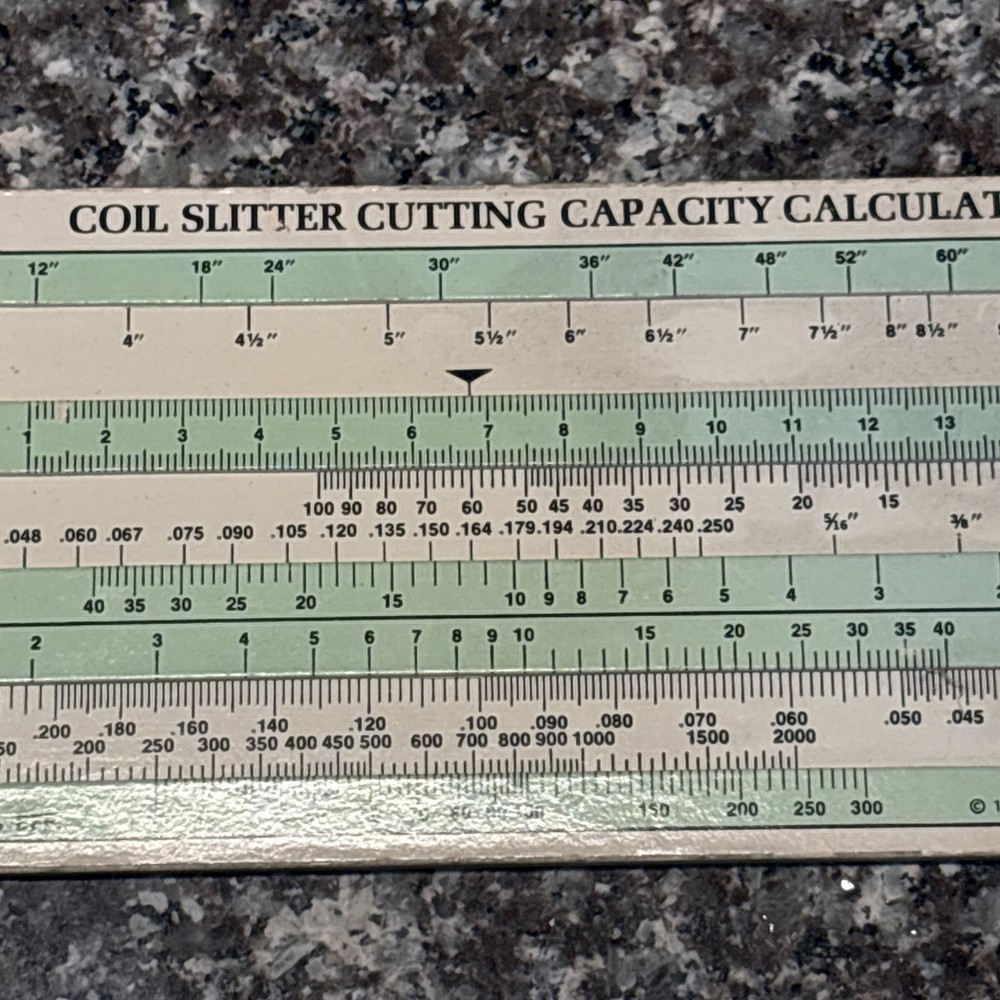 Coil Slitter Cutting Capacity Calculator 1975 Slide Rule Chart LoopCo