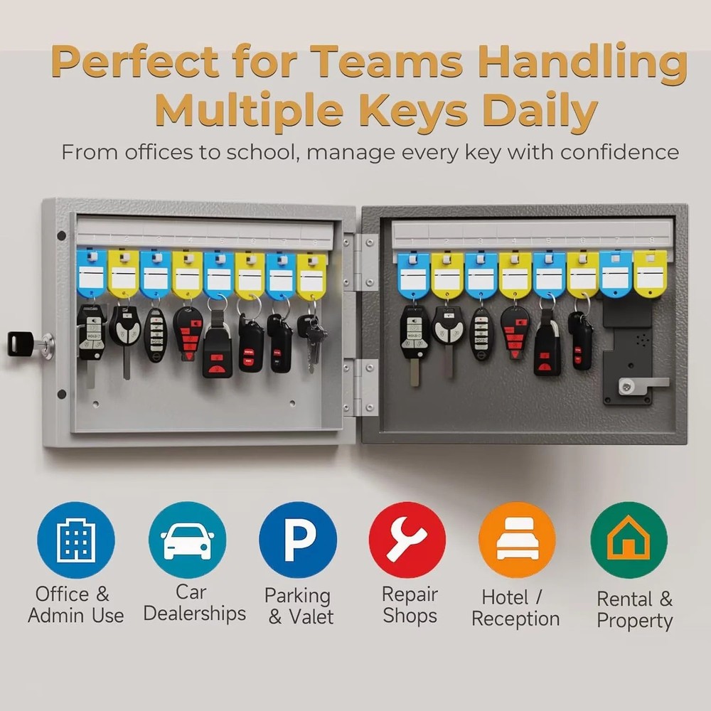 16 Key Lock Box Wall Mount, Smart Key Cabinet, use One Time Password,Fixed Code,