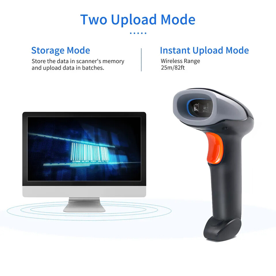 2.4G Wireless & USB Barcode Scanner 1D/2D/QR Code Scanner CMOS Handheld Cordless