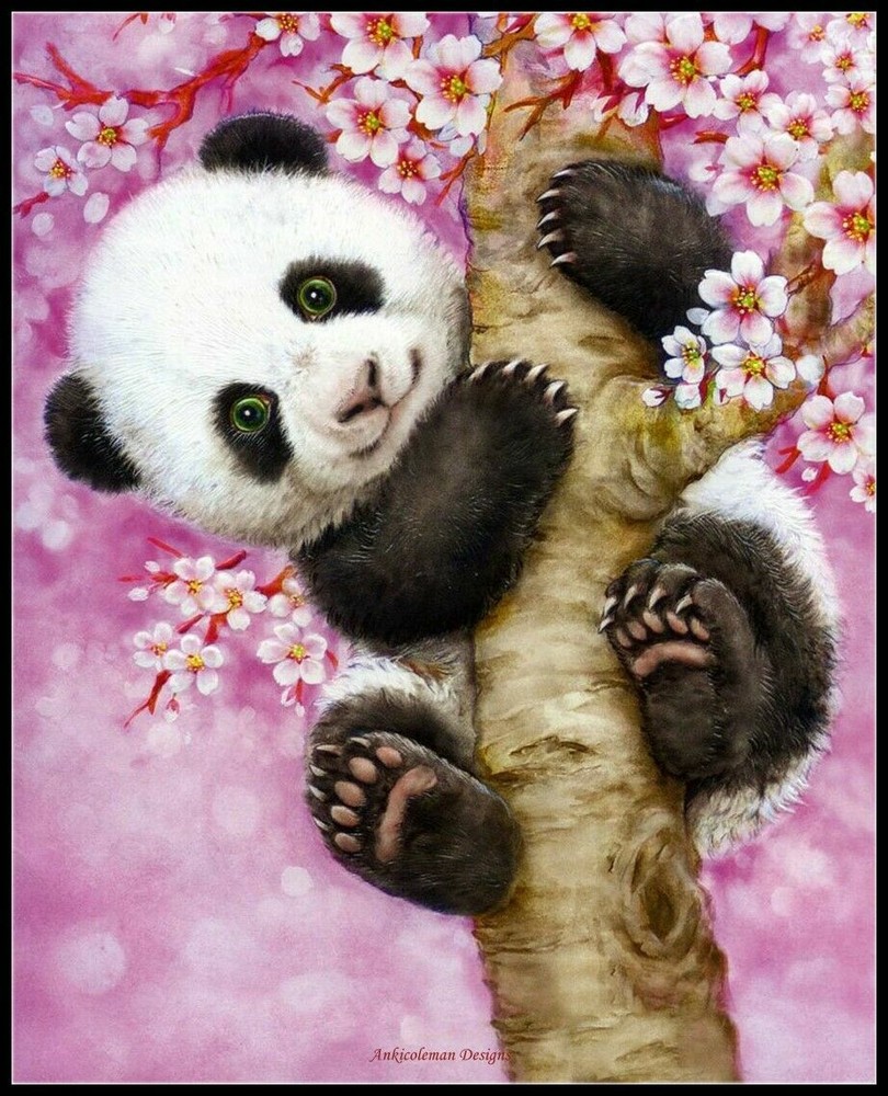 Chart Needlework DIY - Counted Cross Stitch Patterns - Panda On The Tree