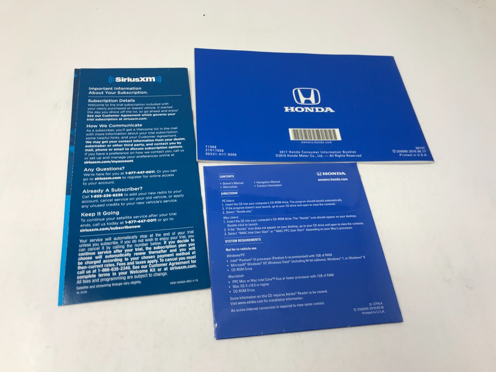 2017 Honda Ridgeline Manual Set With Case OEM OM01337